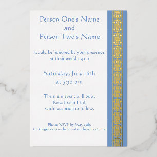 Chinese Elegance in Periwinkle Foil Invitation