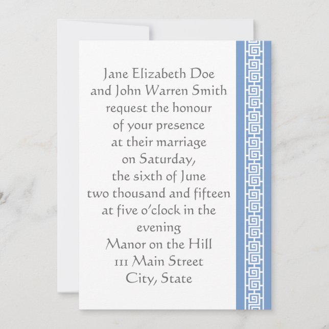 Chinese Elegance in Periwinkle Wedding Invitation (Front)