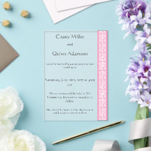 Chinese Elegance in Petal Pink Acrylic Wedding  Invitations