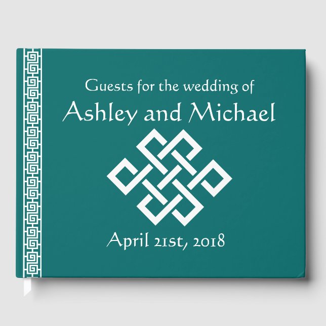 Chinese Elegance in Teal Guest Book (Front)