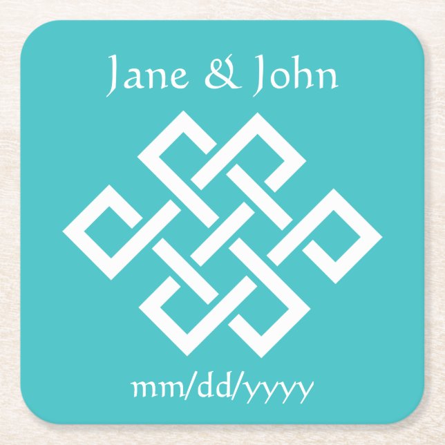 Chinese Elegance in Turquoise Paper Coaster (Front)