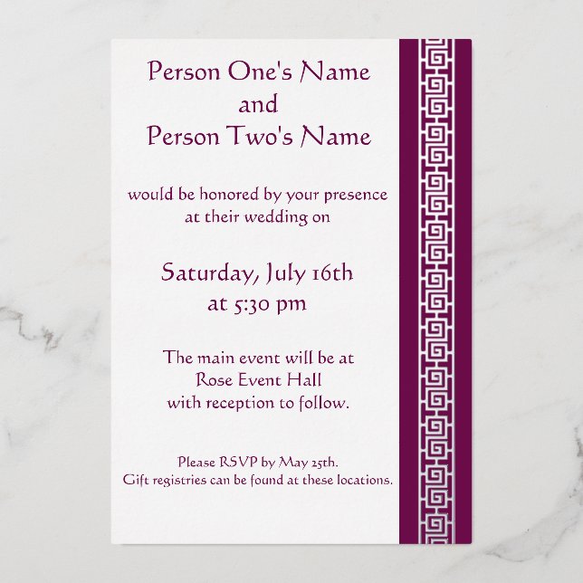 Chinese Elegance in Wine Foil Invitation (Front)