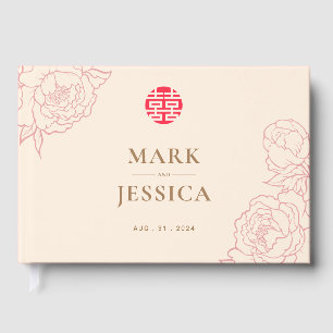 Chinese Elegant Double Happiness Wedding  Guest Book