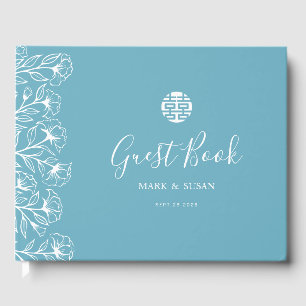 Chinese Elegant Double Happiness Wedding  Guest Book