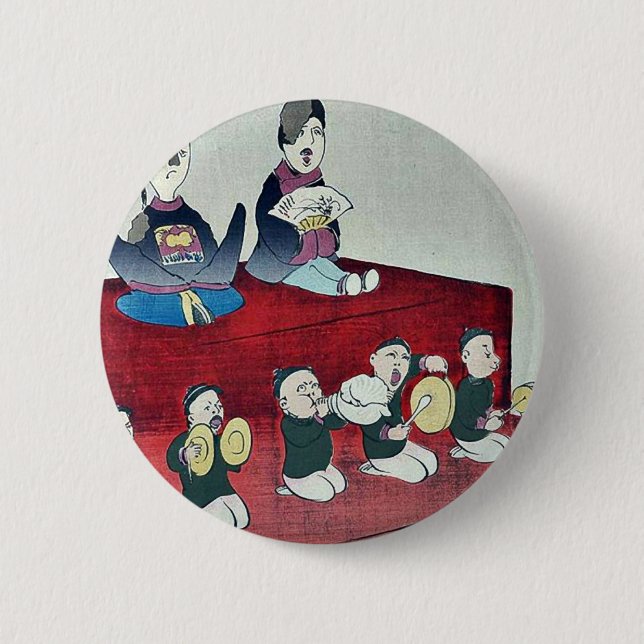 Chinese Emperor and Empress by Kobayashi,Kiyochika 2 Inch Round Button (Front)