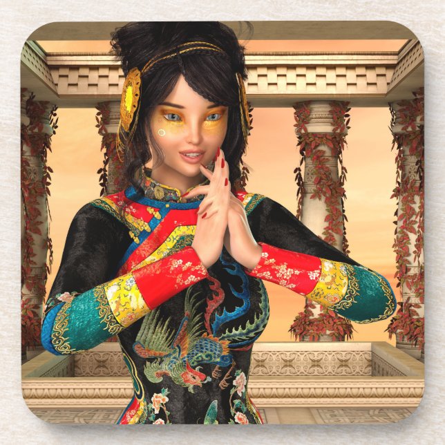 Chinese Empress Fantasy Portrait Art Coaster (Front)