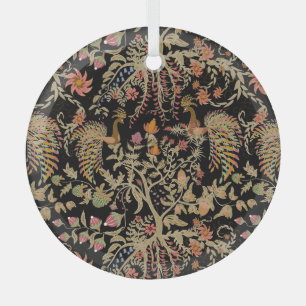 Chinese Fairy Floral Birds Pattern Glass Ornament