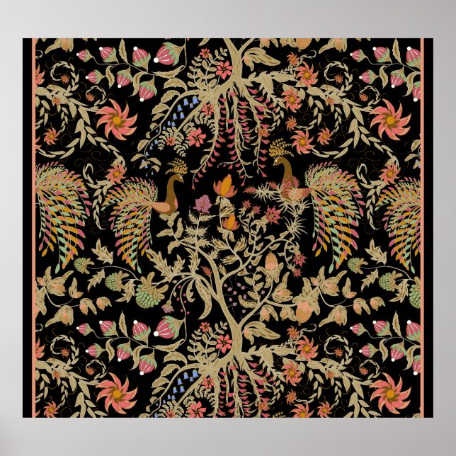 Chinese Fairy Floral Birds Pattern Poster (Front)