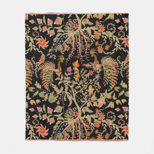 Chinese fairy floral pattern with beautiful birds  fleece blanket