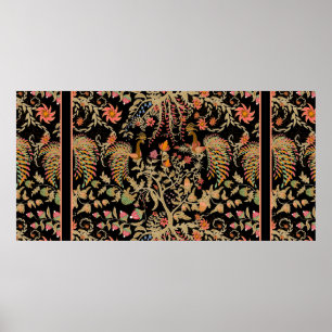 Chinese fairy floral pattern with beautiful birds  poster