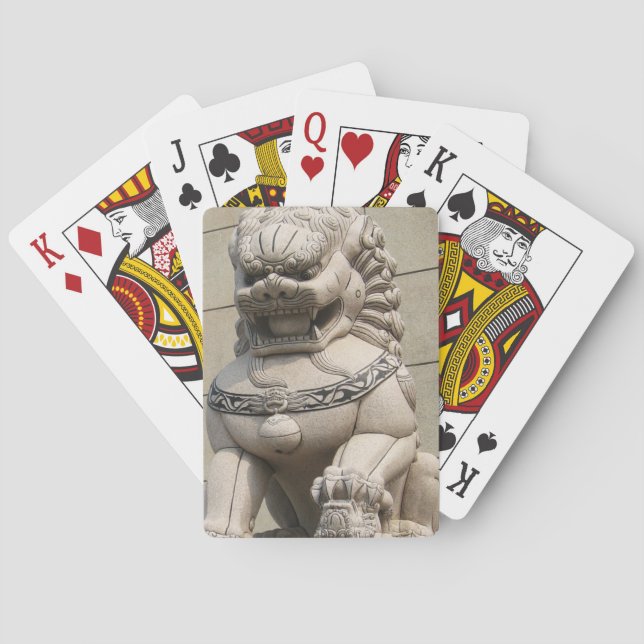 Chinese Female Guardian Lion Foo Dog 石獅 Playing Cards (Back)