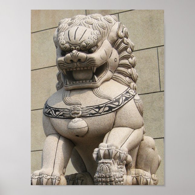 Chinese Female Guardian Lion Foo Dog 石獅 Poster (Front)