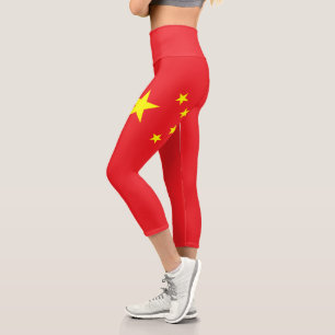 Chinese Flag Capri Leggings