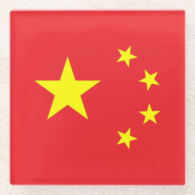 Chinese Flag Glass Coaster (Front)