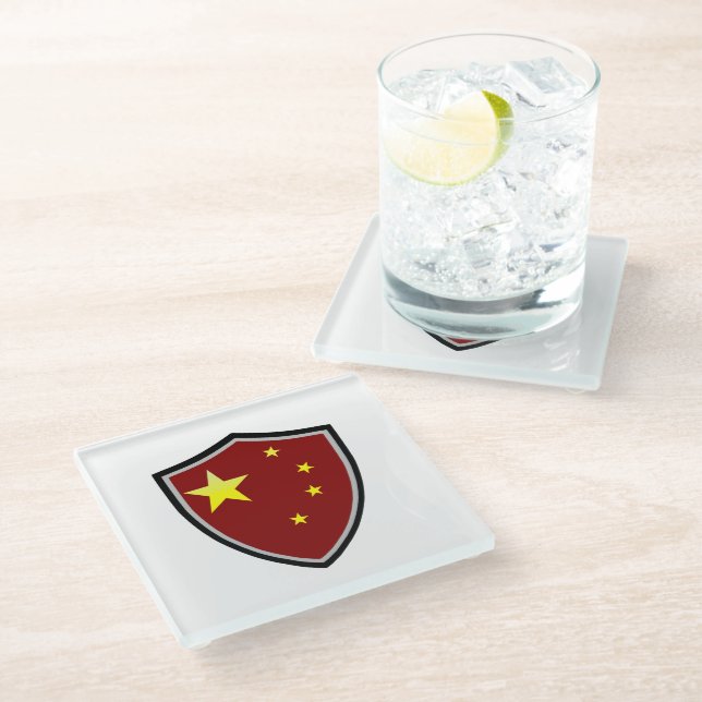 Chinese flag glass coaster (Angled)