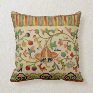 Chinese Floral Ornament Design Throw Pillow