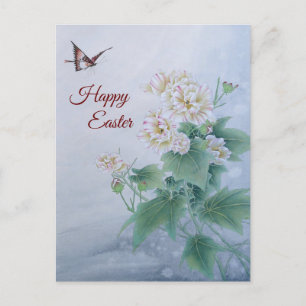 Chinese Flower with Butterfly Holiday Postcard