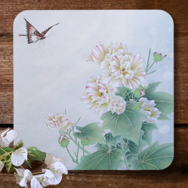 Chinese Flower with Butterfly  Paper Coaster (Creator Uploaded)