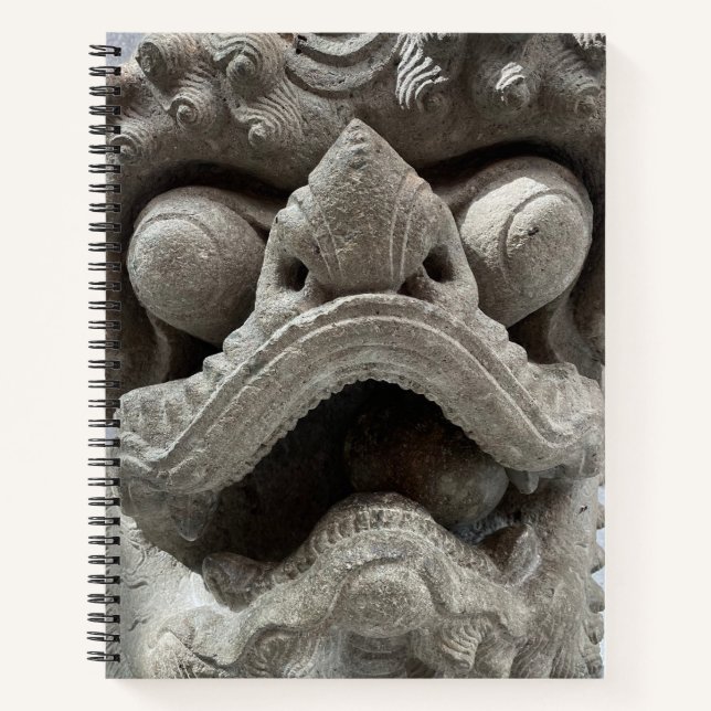 Chinese Foo Dog Dragon Granite Rock Sculpture Notebook (Front)