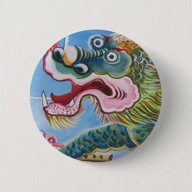 Chinese Foo Dog / Lion Guardian Mural 2 Inch Round Button (Front)
