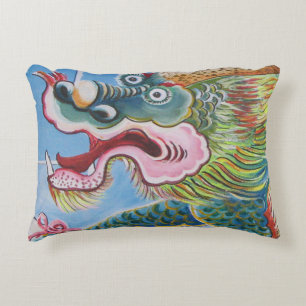 Chinese Foo Dog / Lion Guardian Mural Accent Pillow