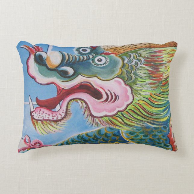 Chinese Foo Dog / Lion Guardian Mural Accent Pillow (Front)