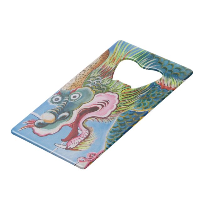 Chinese Foo Dog / Lion Guardian Mural Credit Card Bottle Opener (Front Angled)