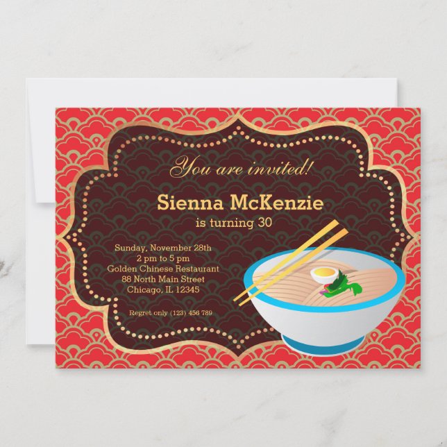 Chinese food Birthday party Invitation (Front)