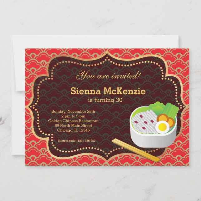 Chinese food Birthday party Invitation (Front)