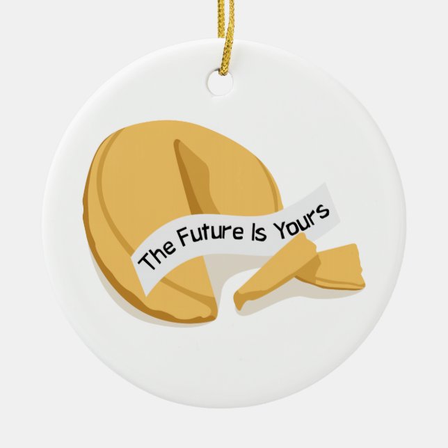 Chinese Fortune Cookie Ceramic Ornament (Front)