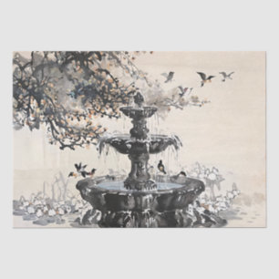 Chinese Fountain Art Ink Painting Decoupage Tissue Paper