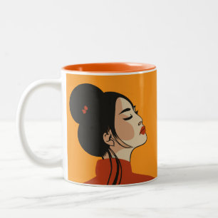 chinese girl hairstyles Two-Tone coffee mug