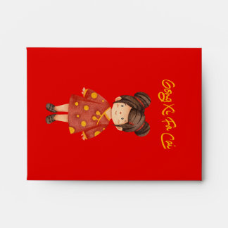 Chinese Girl with Bun Hair Gong Xi Fa Cai Red Envelope