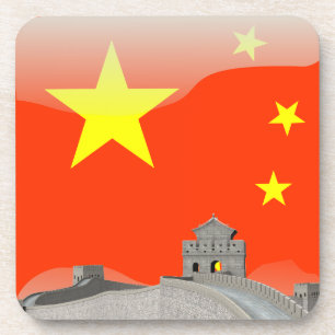 Chinese glossy flag coaster