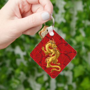 Chinese Gold Dragon Keychain