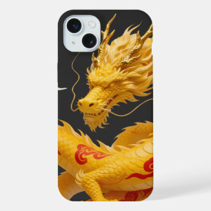 Chinese Gold Red Dragon Art Fantasy Design With Cl iPhone 15 Plus Case