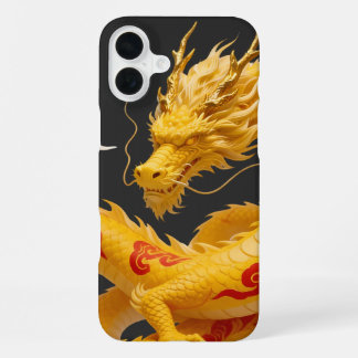 Chinese Gold Red Dragon Art Fantasy Design With Cl iPhone 16 Plus Case