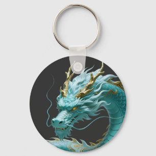Chinese Green Gold Dragon Art Fantasy Design With  Keychain