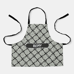 Chinese Grey White Minimal Pattern Apron