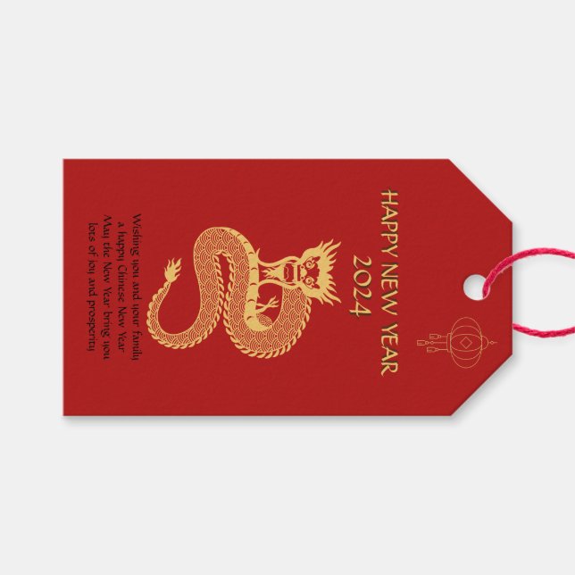  Chinese Happy New Year Of Dragon Gift Tag (Front (Horizontal))