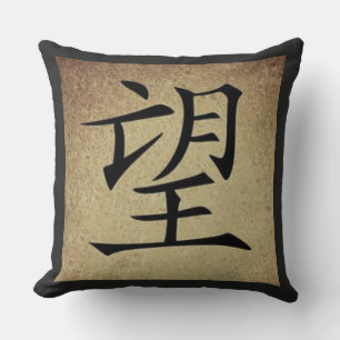 Chinese HOPE Symbol Asian Theme Square Throw Pillow