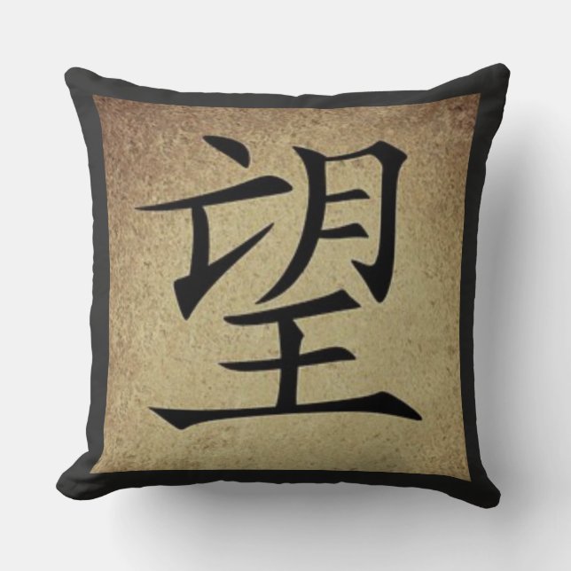 Chinese HOPE Symbol Asian Theme Square Throw Pillow (Front)