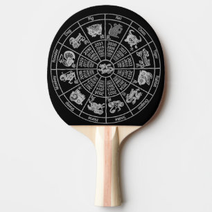 Chinese Horoscope Zodiac Wheel Ping Pong Paddle