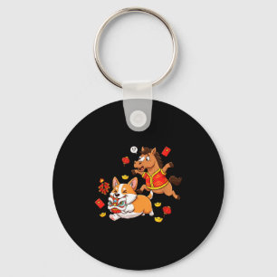 Chinese Horse Corgi Funny Kids Mens Womens Happy N Keychain