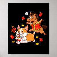 Chinese Horse Corgi Funny Kids Mens Womens Happy N