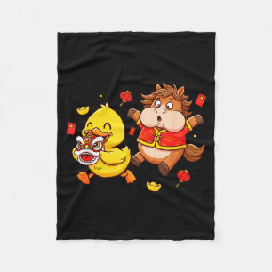 Chinese Horse Duck Funny Kids Mens Womens Happy Ne Fleece Blanket