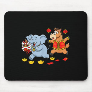 Chinese Horse Elephant Funny Kids Mens Womens Happ Mouse Pad