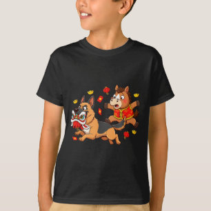 Chinese Horse German Shepherd Kid Mens Womens Happ T-Shirt