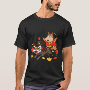Chinese Horse German Shorthaired Pointer Dog Happy T-Shirt