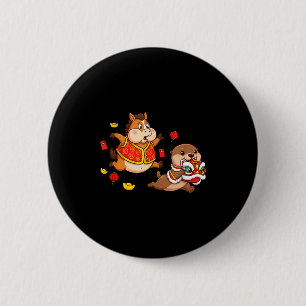 Chinese Horse Otter Funny Kids Mens Womens Happy N 2 Inch Round Button